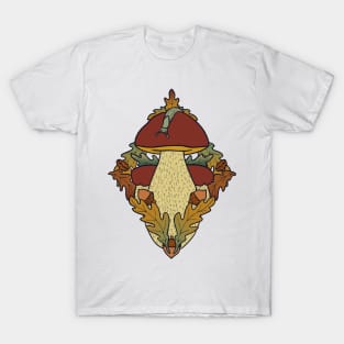 Porcini with acorns and oak leaves T-Shirt